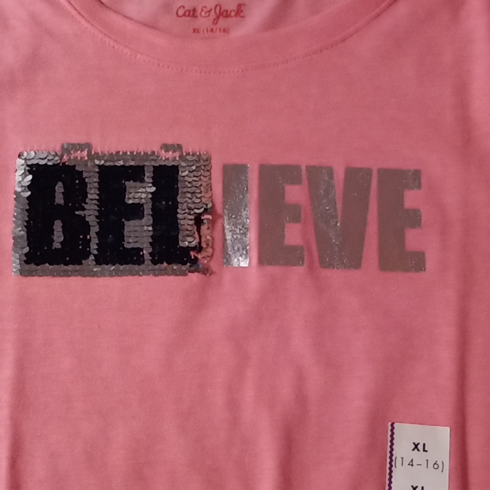 Short Sleeve Pink Sequin Shirt